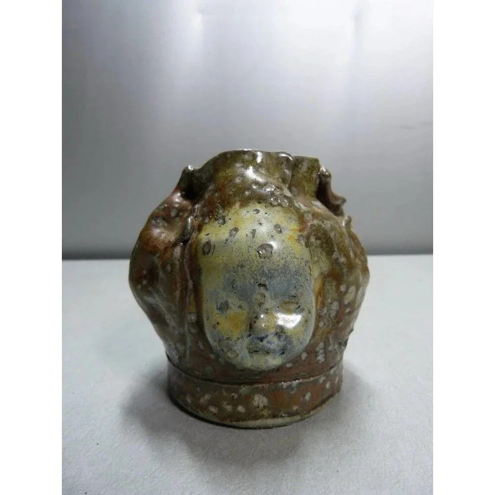 RARE Vintage Drippy Double Faced Signed Steven Hawks. Pottery. 4.5 In Tall. Mint